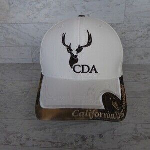 California Deer Association Hat White Camo CDA Trucker Strapback Cap Hunting